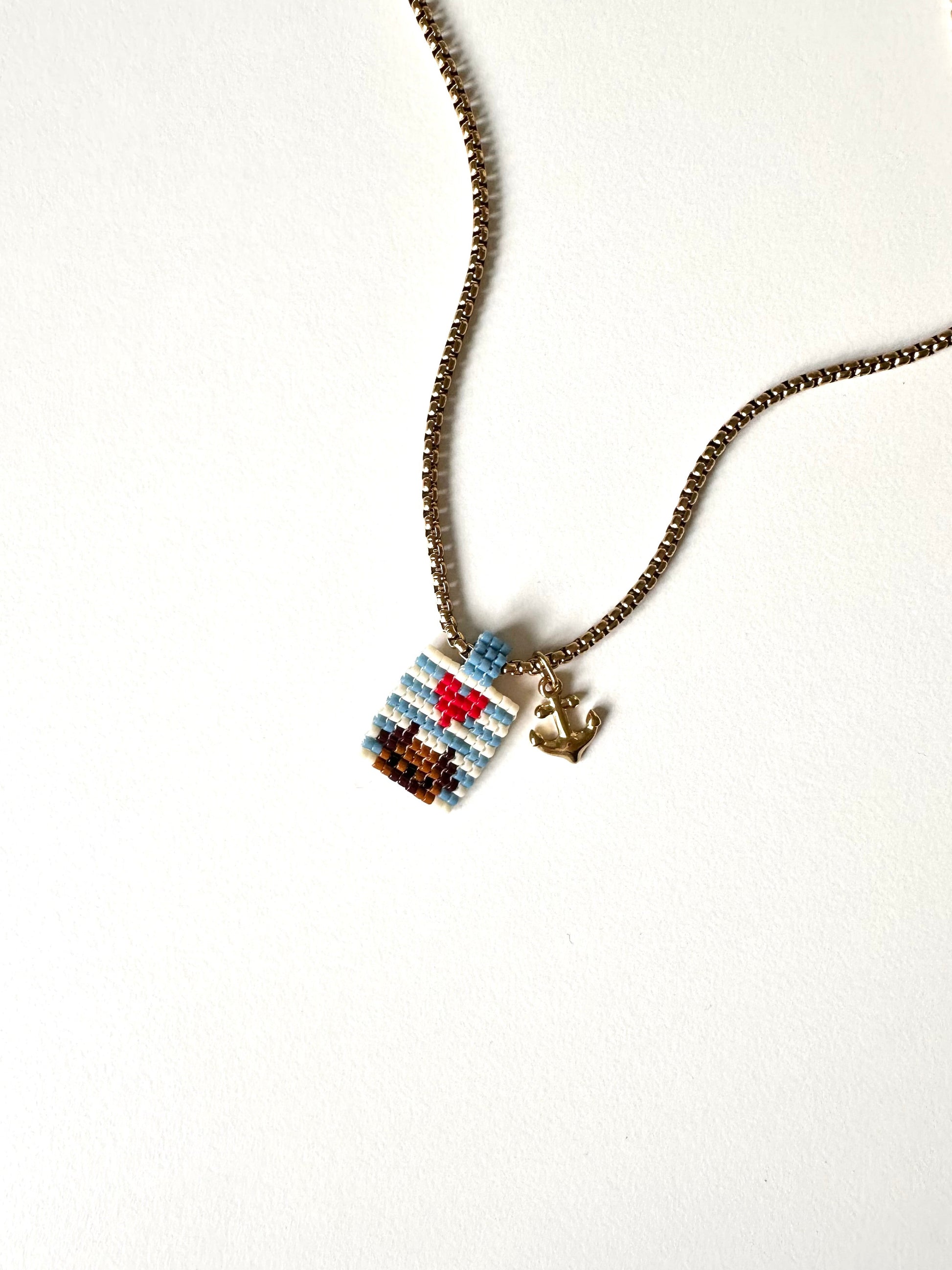 Hand-Woven Bead Charm: Peeking Pups (Nautical Edition)