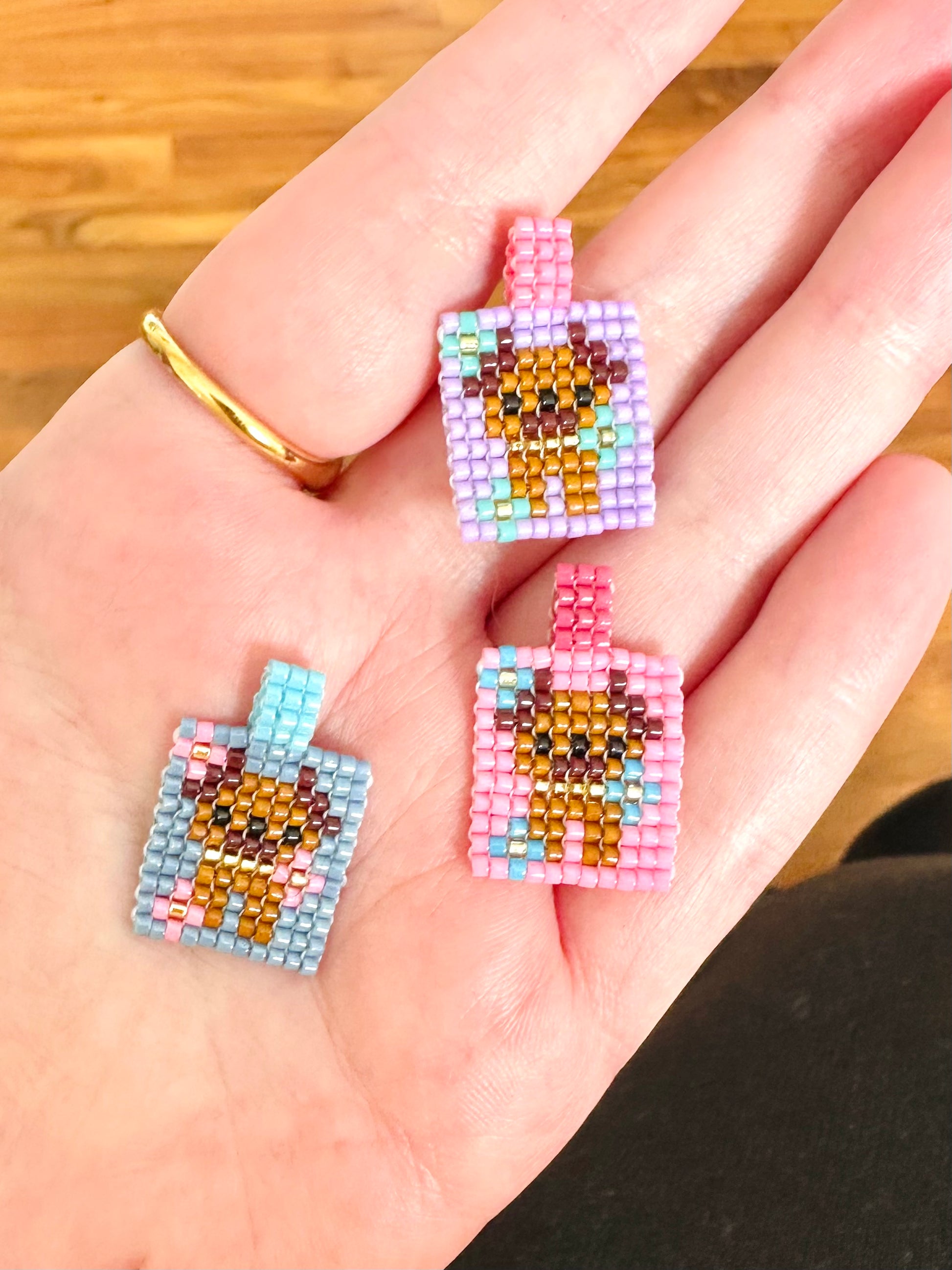 Hand-Woven Bead Charm Drop 3 (Little Flowers)