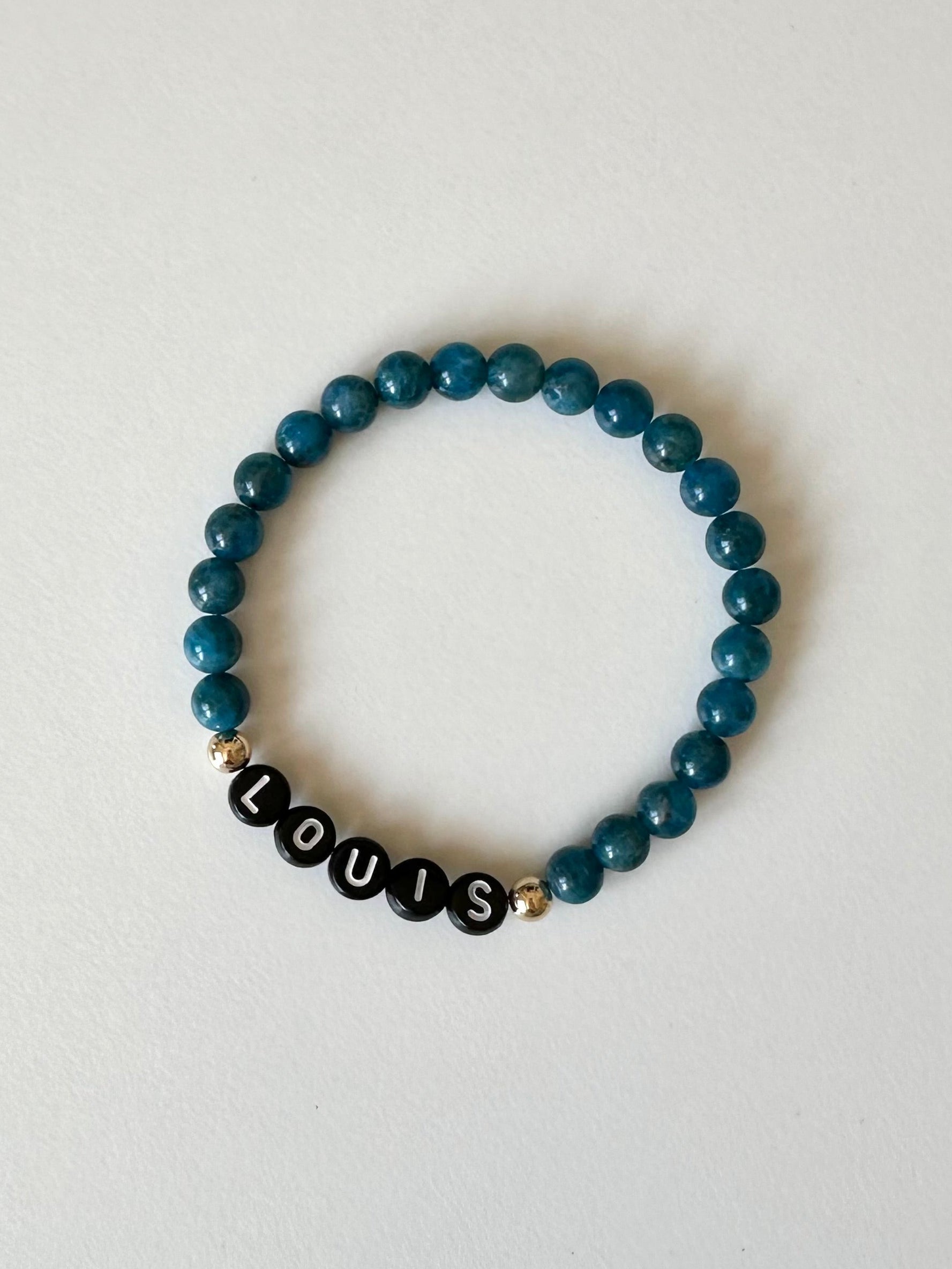 Personalized Blue Apatite Name Bracelet