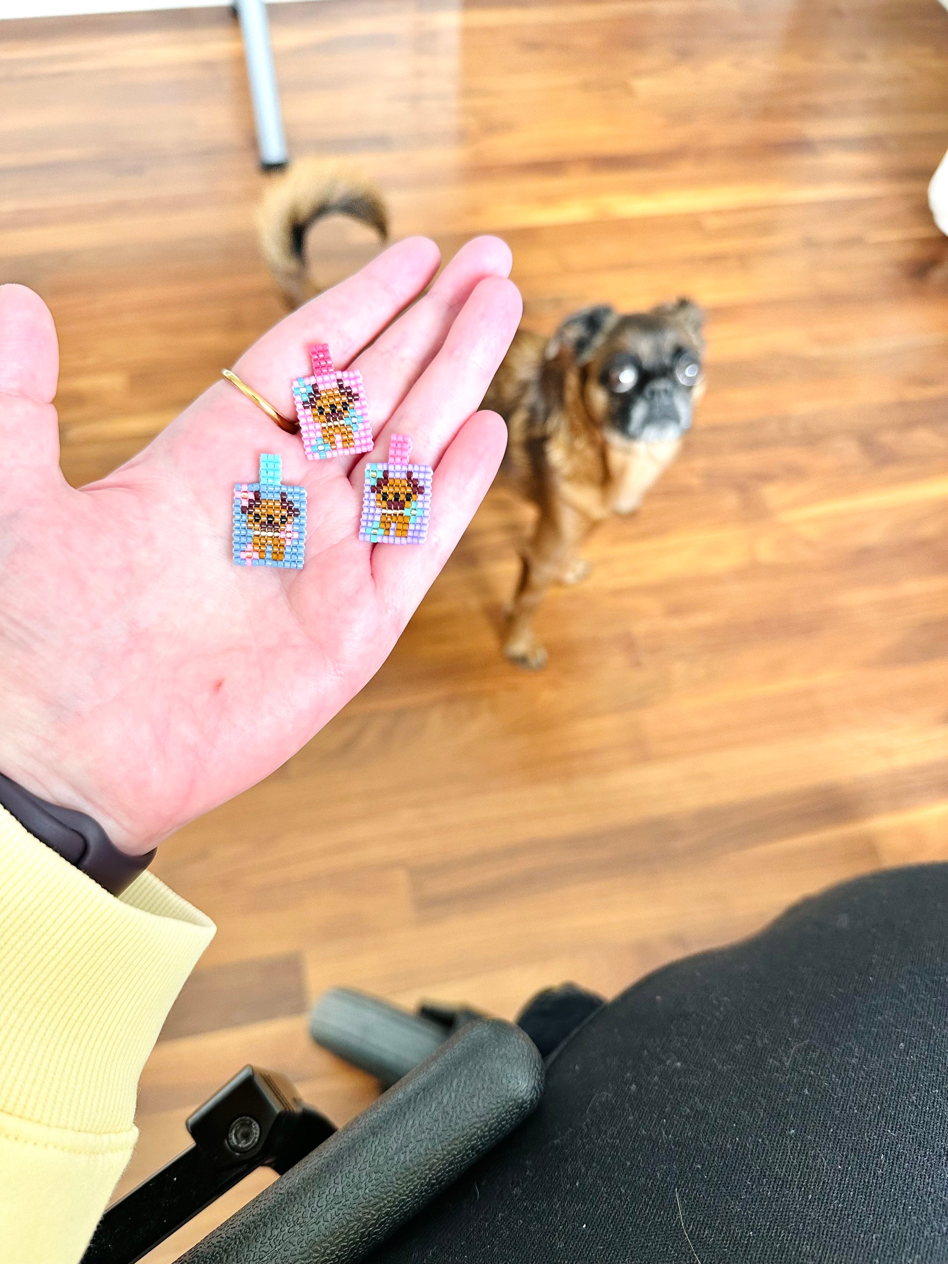 Hand-Woven Bead Charm Drop 3 (Little Flowers)