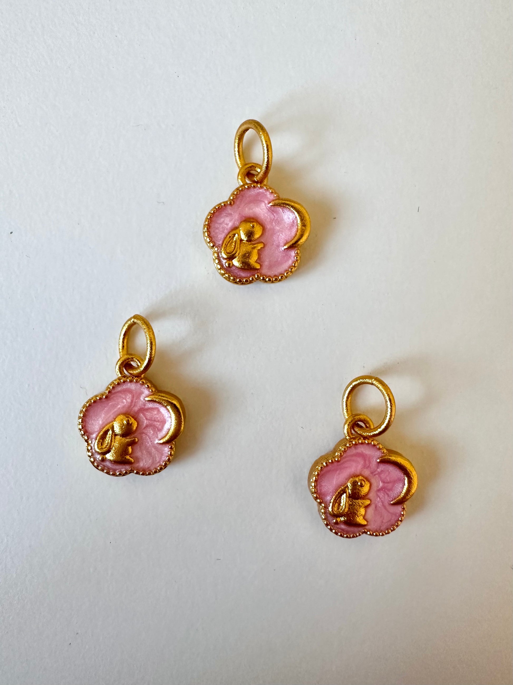 Bunny Flower Moon Charm