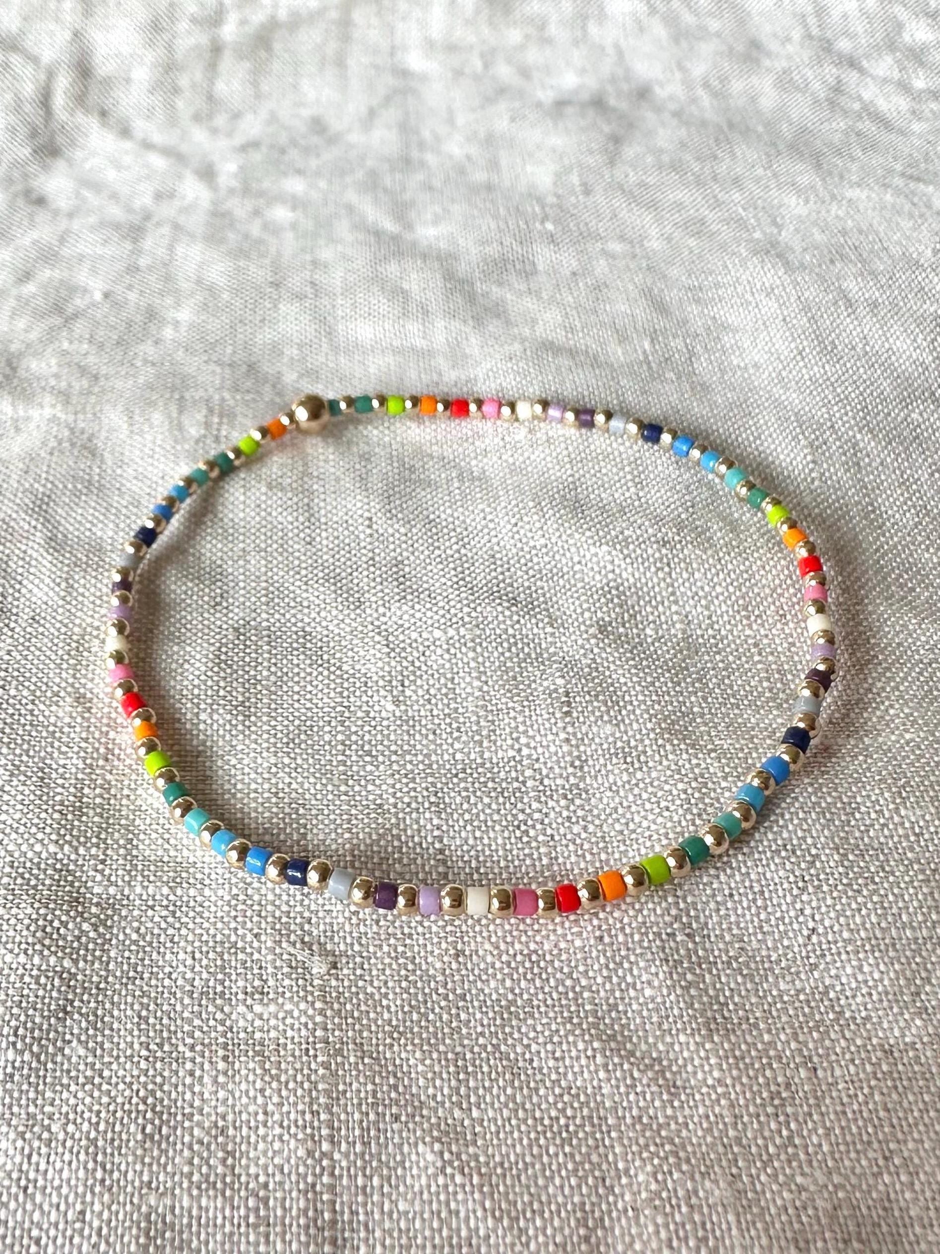 Rainbow 14k Gold Filled Beaded Bracelet