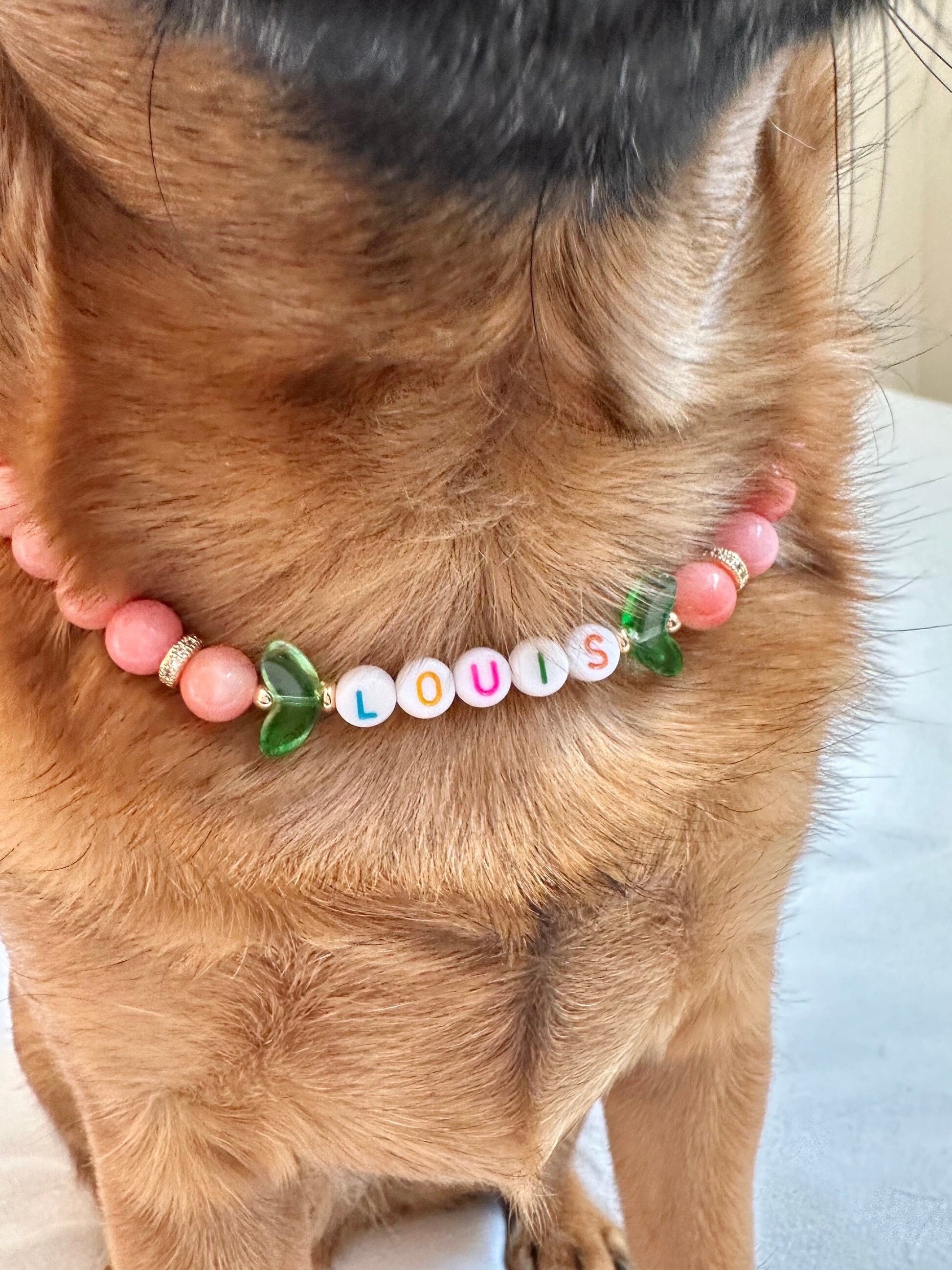 Fuzzy Peach Dog Necklace