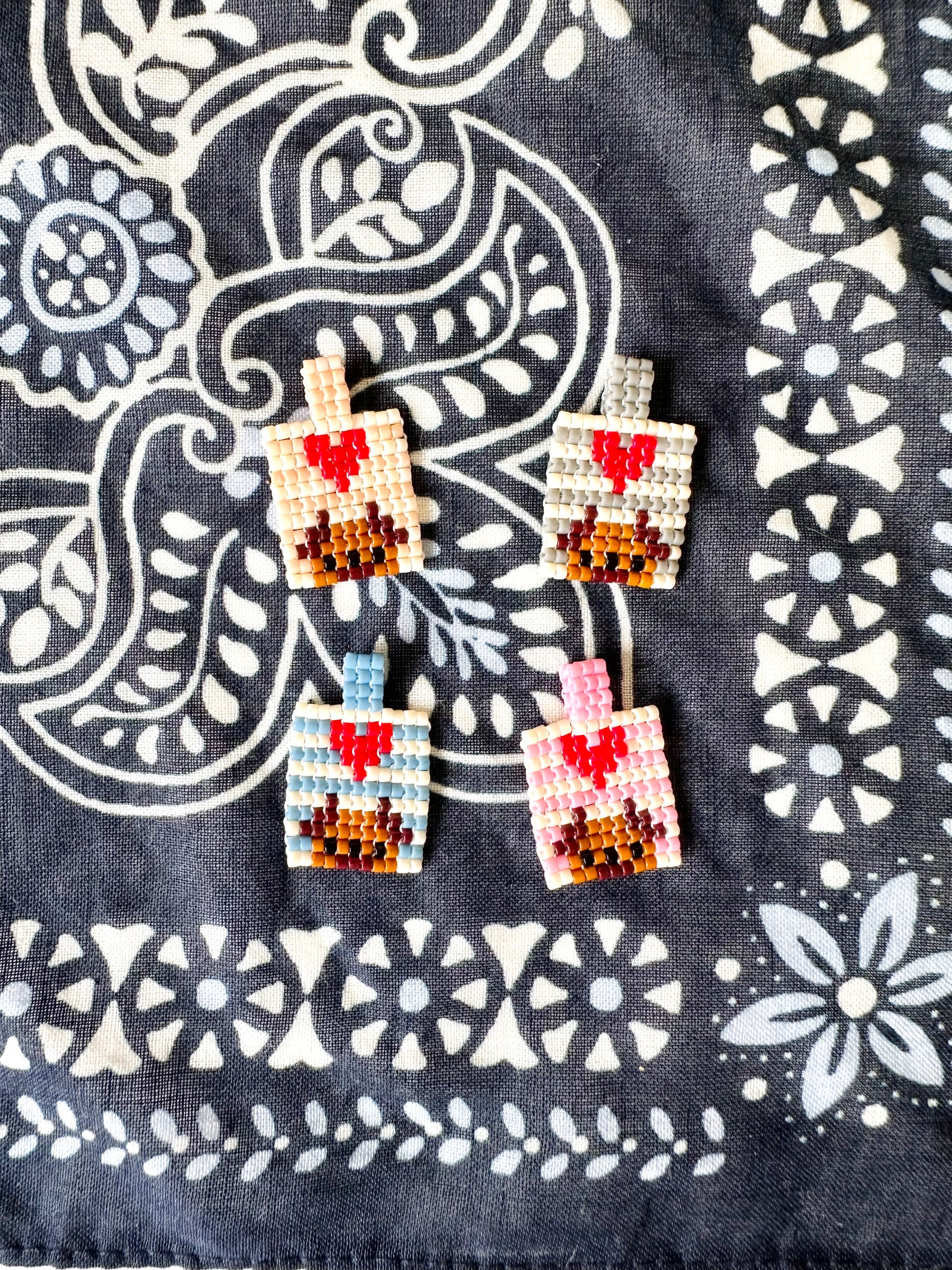 Hand-Woven Bead Charm: Peeking Pups (Nautical Edition)