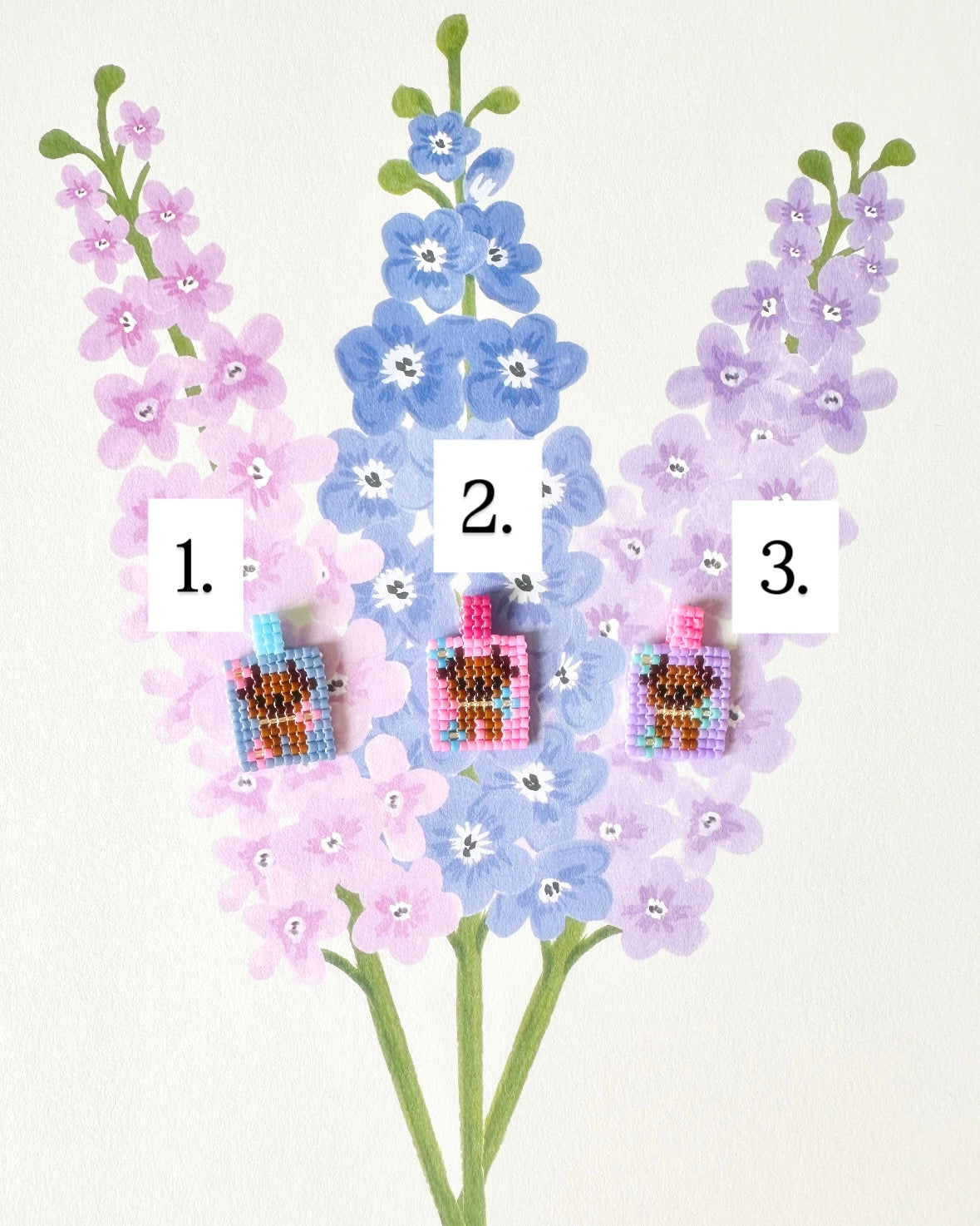 Hand-Woven Bead Charm Drop 3 (Little Flowers)