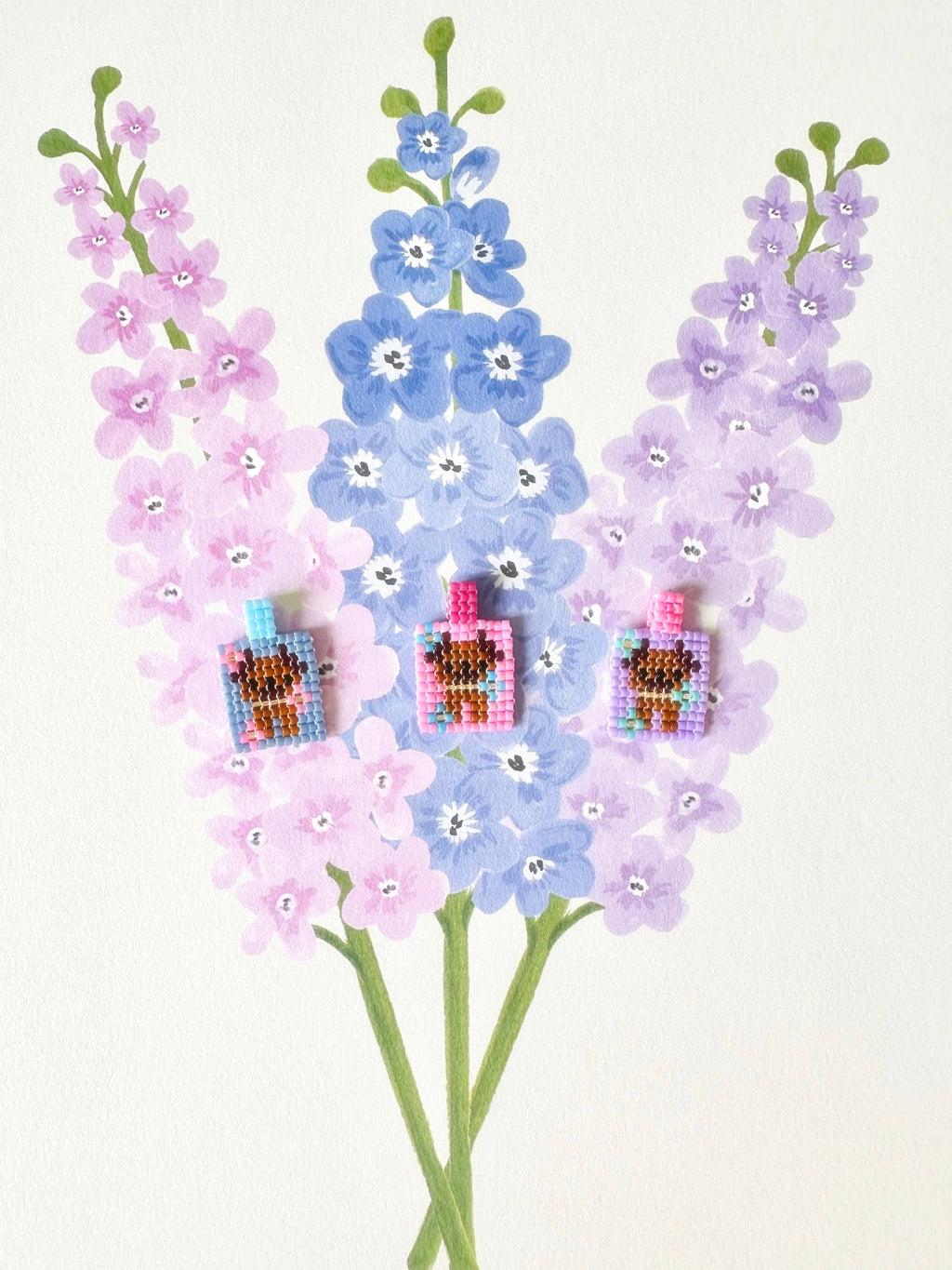 Hand-Woven Bead Charm Drop 3 (Little Flowers)