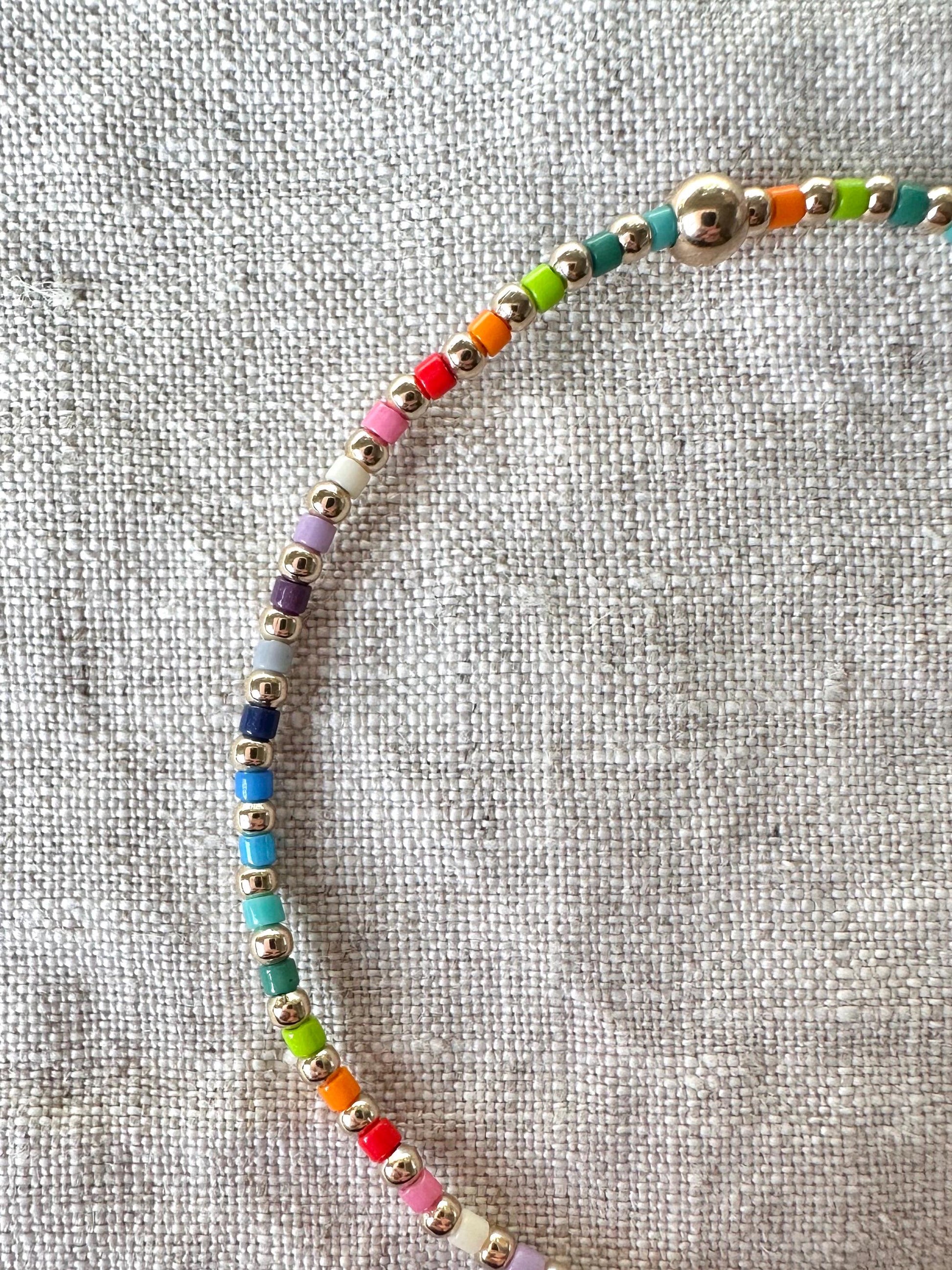 Rainbow 14k Gold Filled Beaded Bracelet
