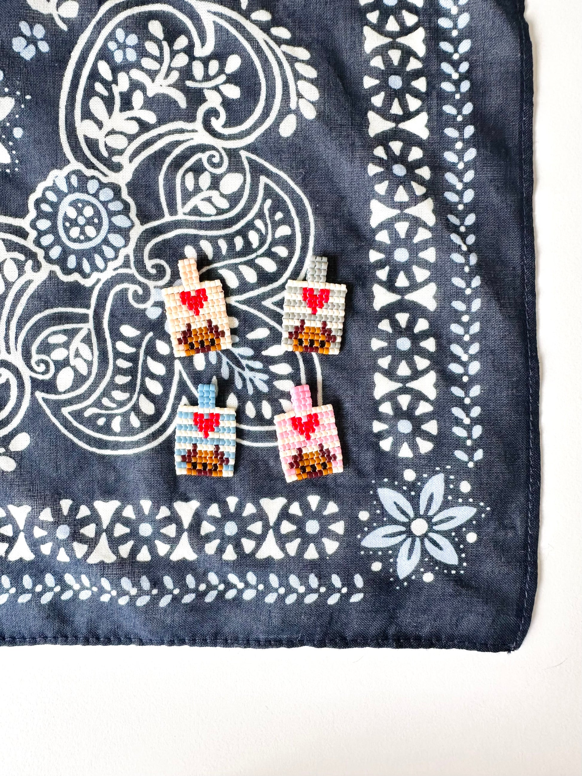 Hand-Woven Bead Charm: Peeking Pups (Nautical Edition)
