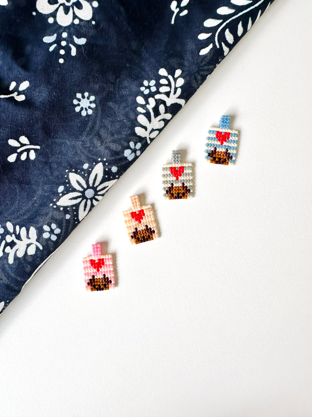 Hand-Woven Bead Charm: Peeking Pups (Nautical Edition)