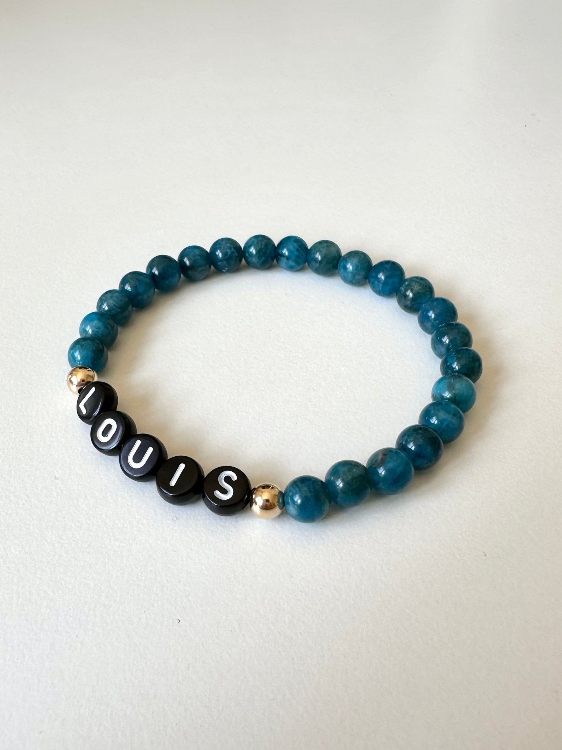 Personalized Blue Apatite Name Bracelet