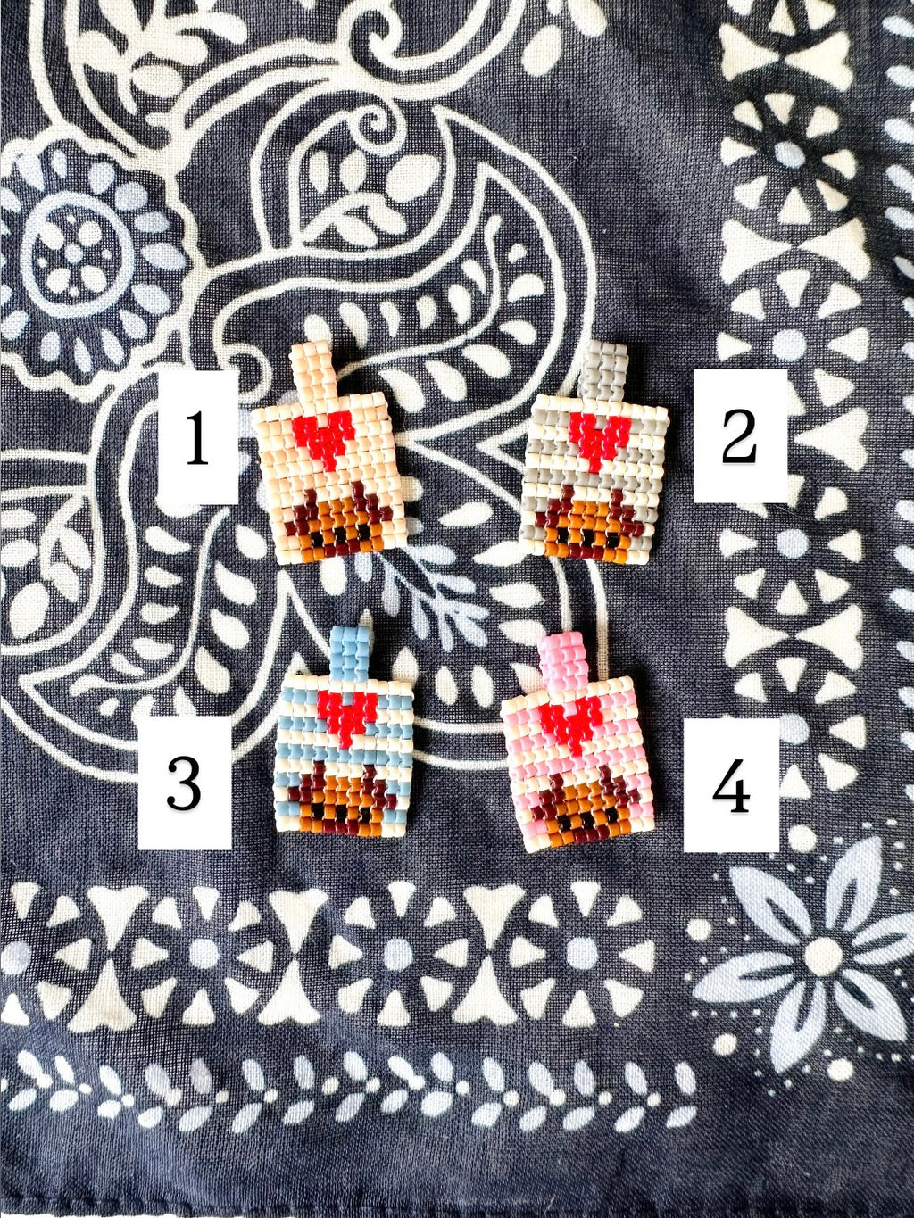 Hand-Woven Bead Charm: Peeking Pups (Nautical Edition)