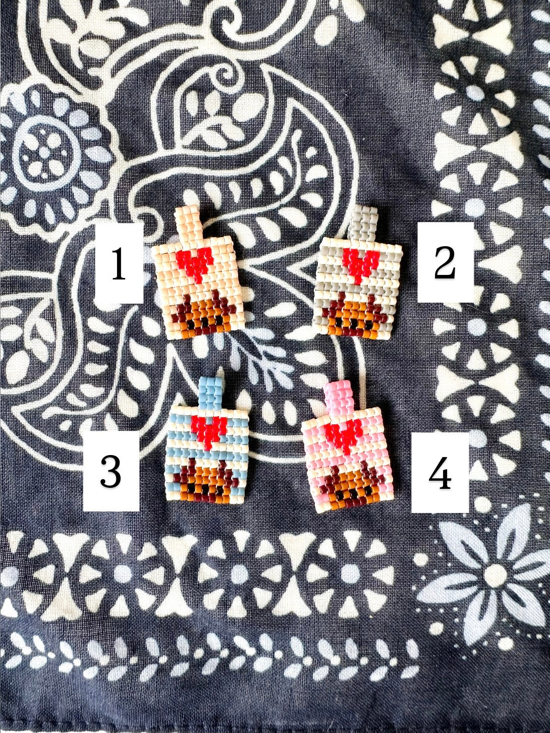 Hand-Woven Bead Charm: Peeking Pups (Nautical Edition)