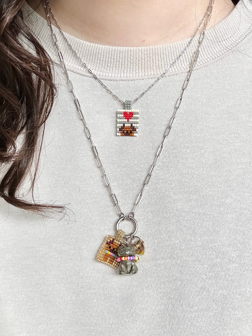 Hand-Woven Bead Charm: Peeking Pups (Nautical Edition)