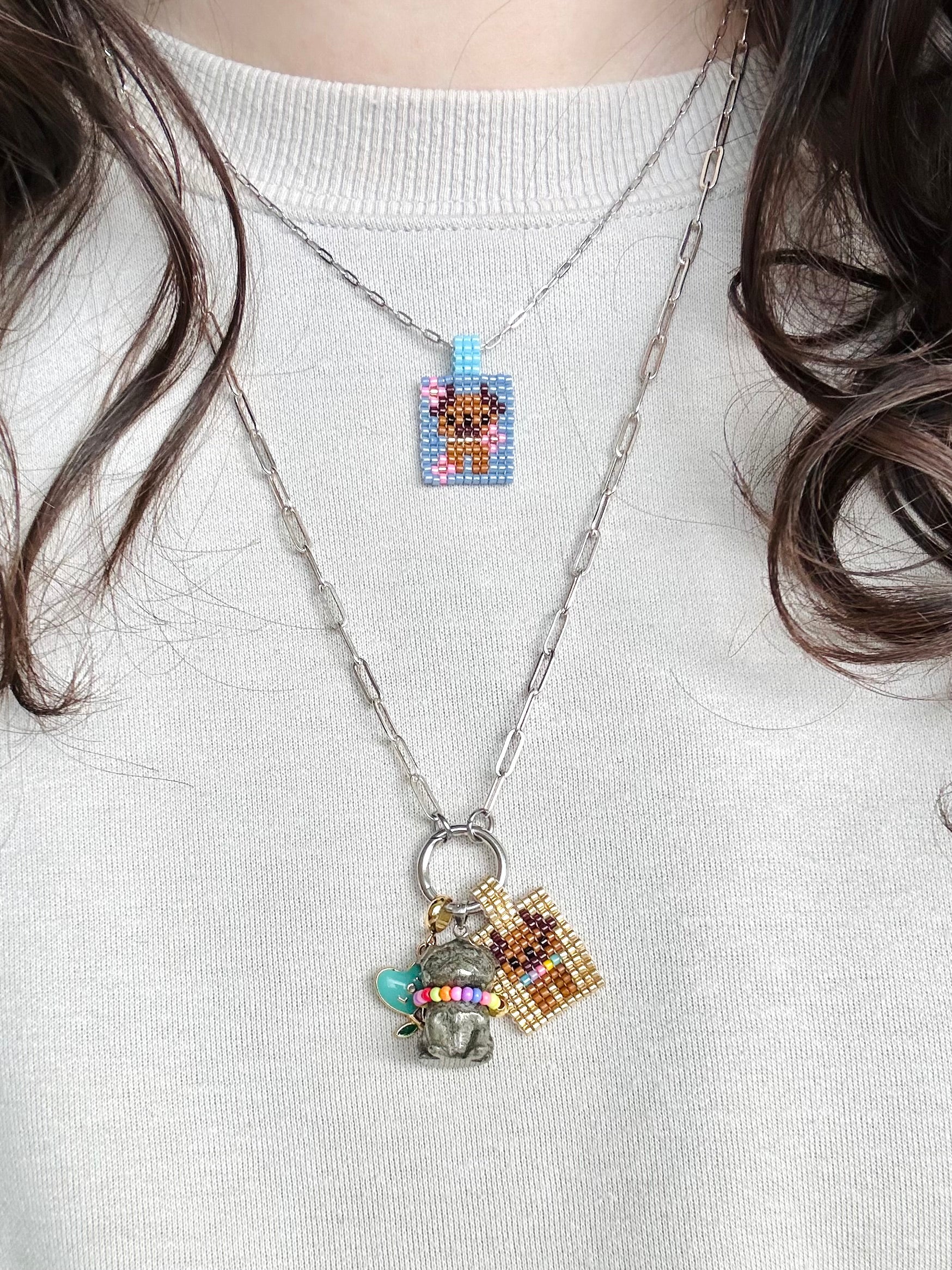 Hand-Woven Bead Charm Drop 3 (Little Flowers)