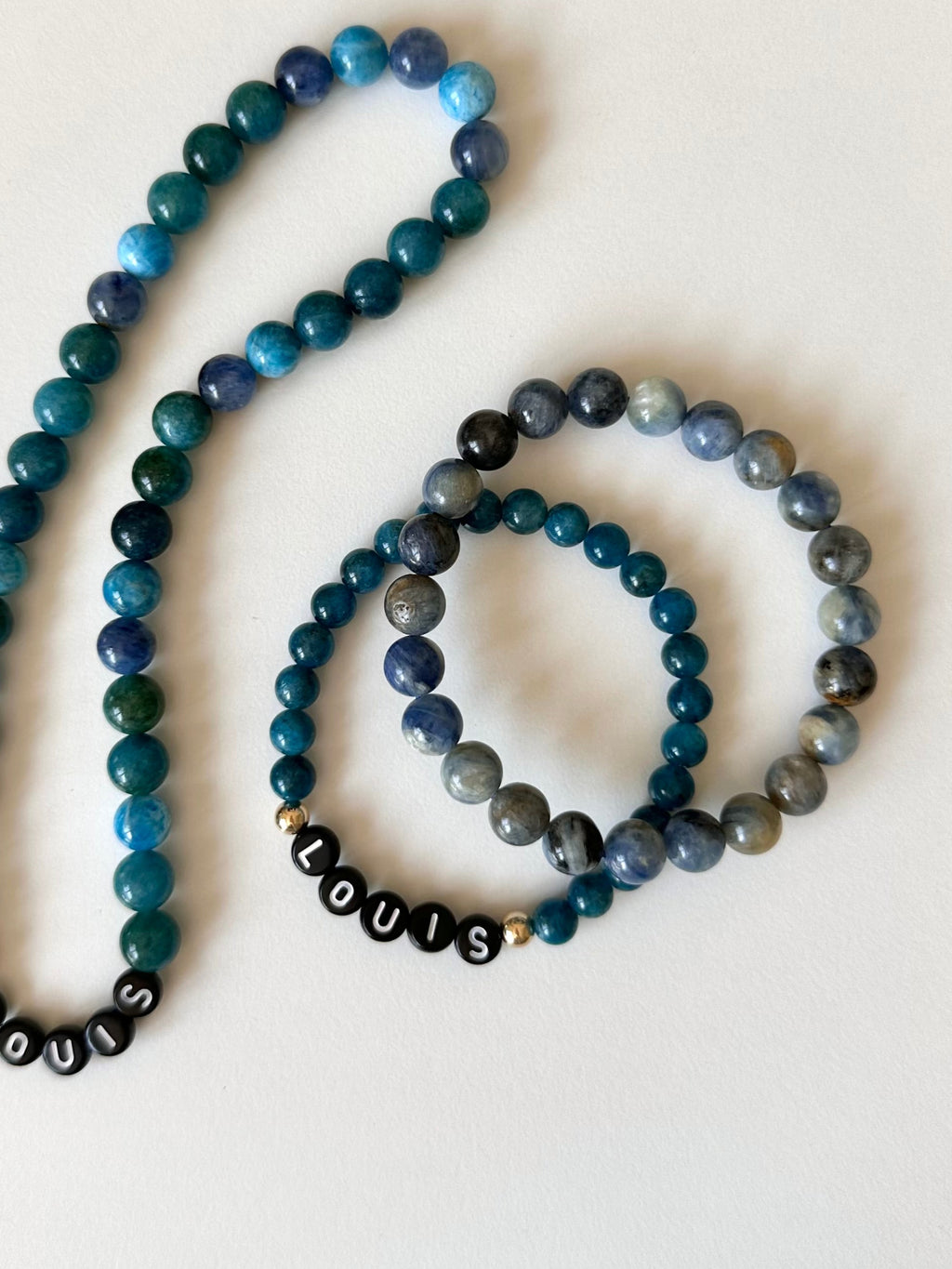 Personalized Blue Apatite Name Bracelet