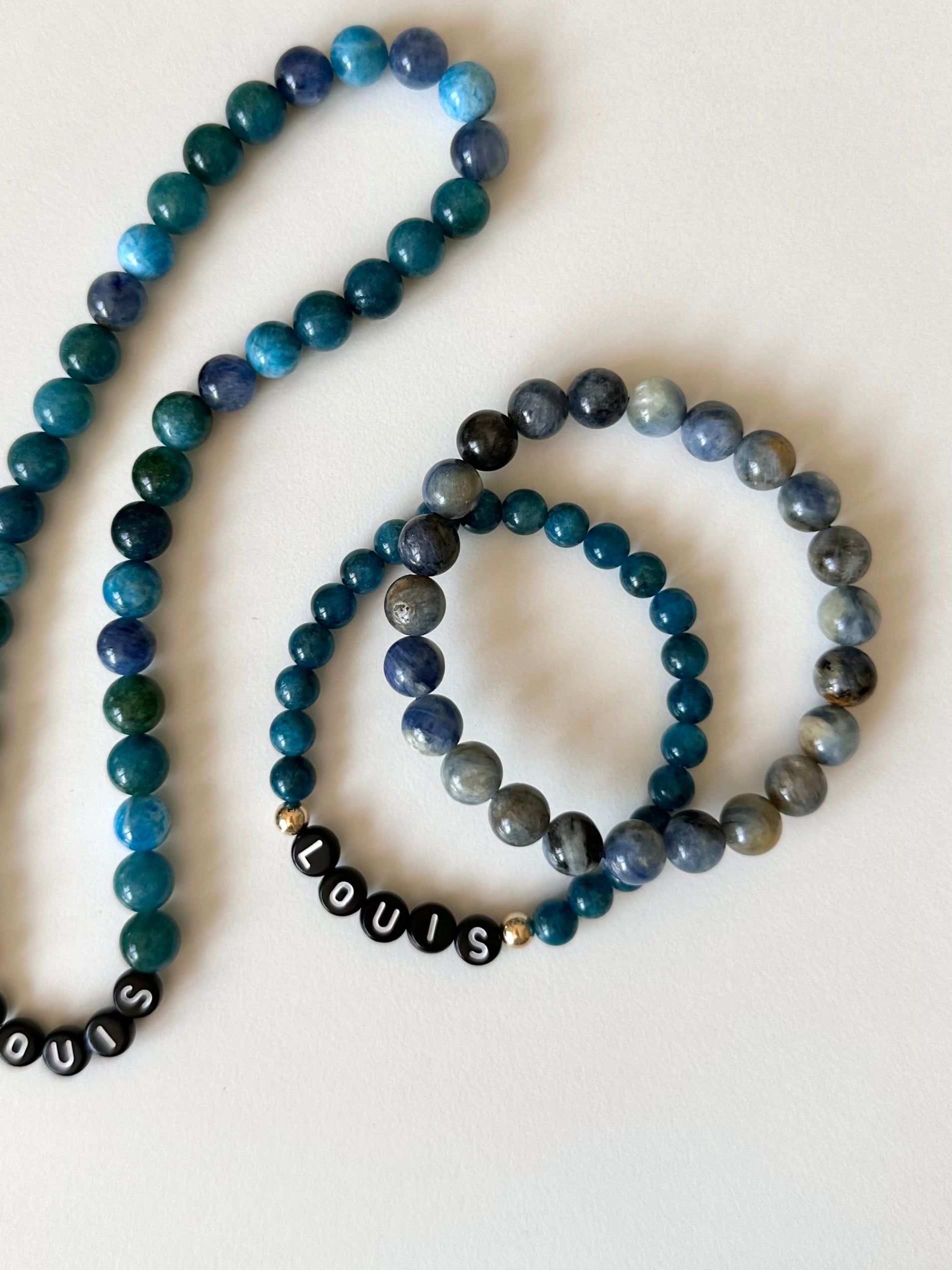 Personalized Blue Apatite Name Bracelet