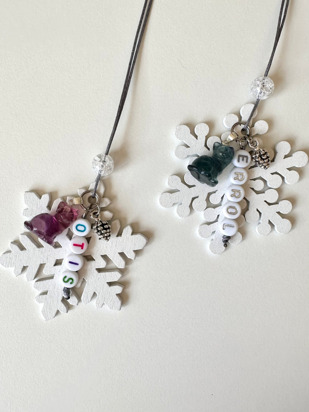 Cat Gemstone Snowflake Ornament