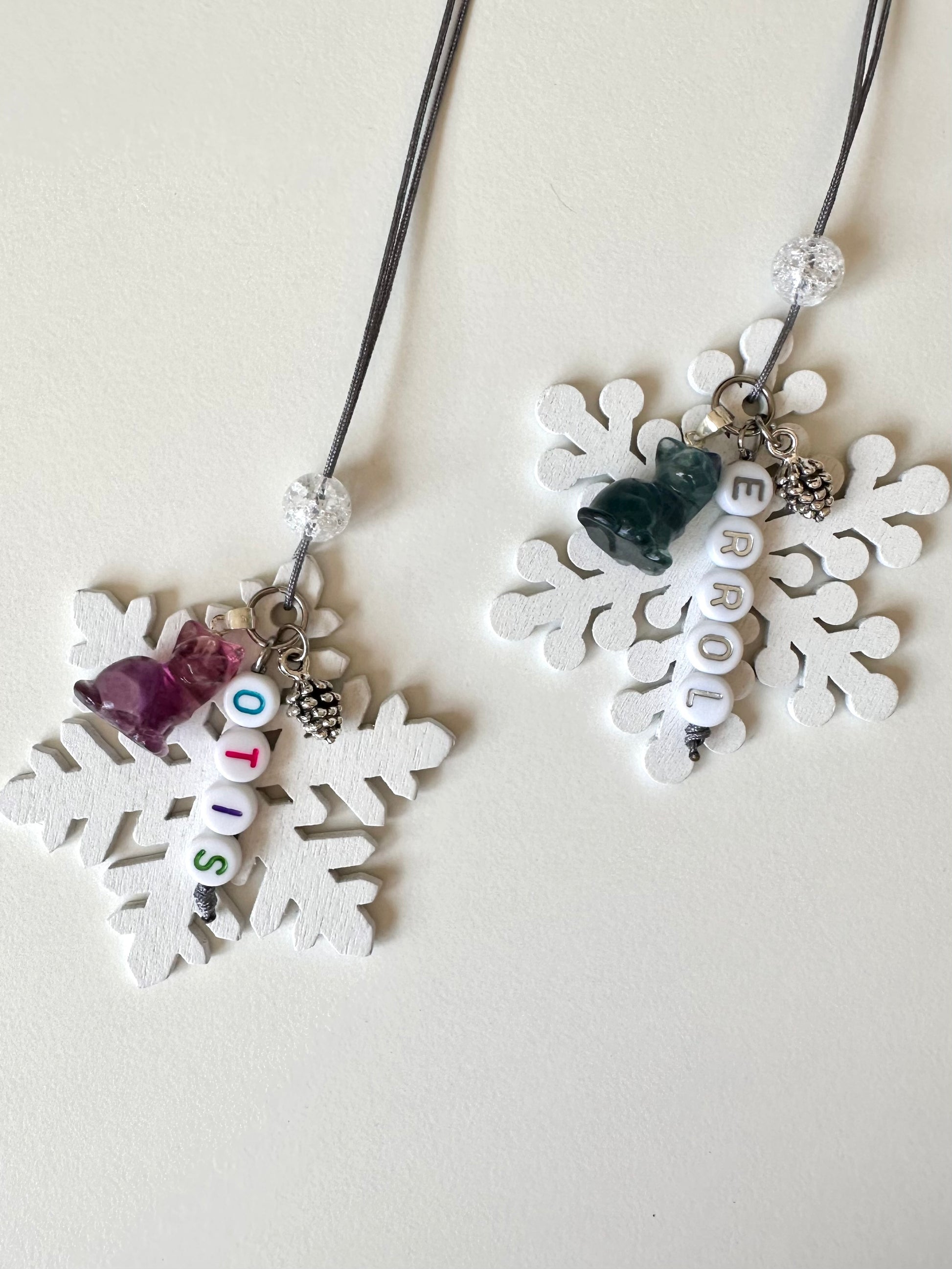 Cat Gemstone Snowflake Ornament