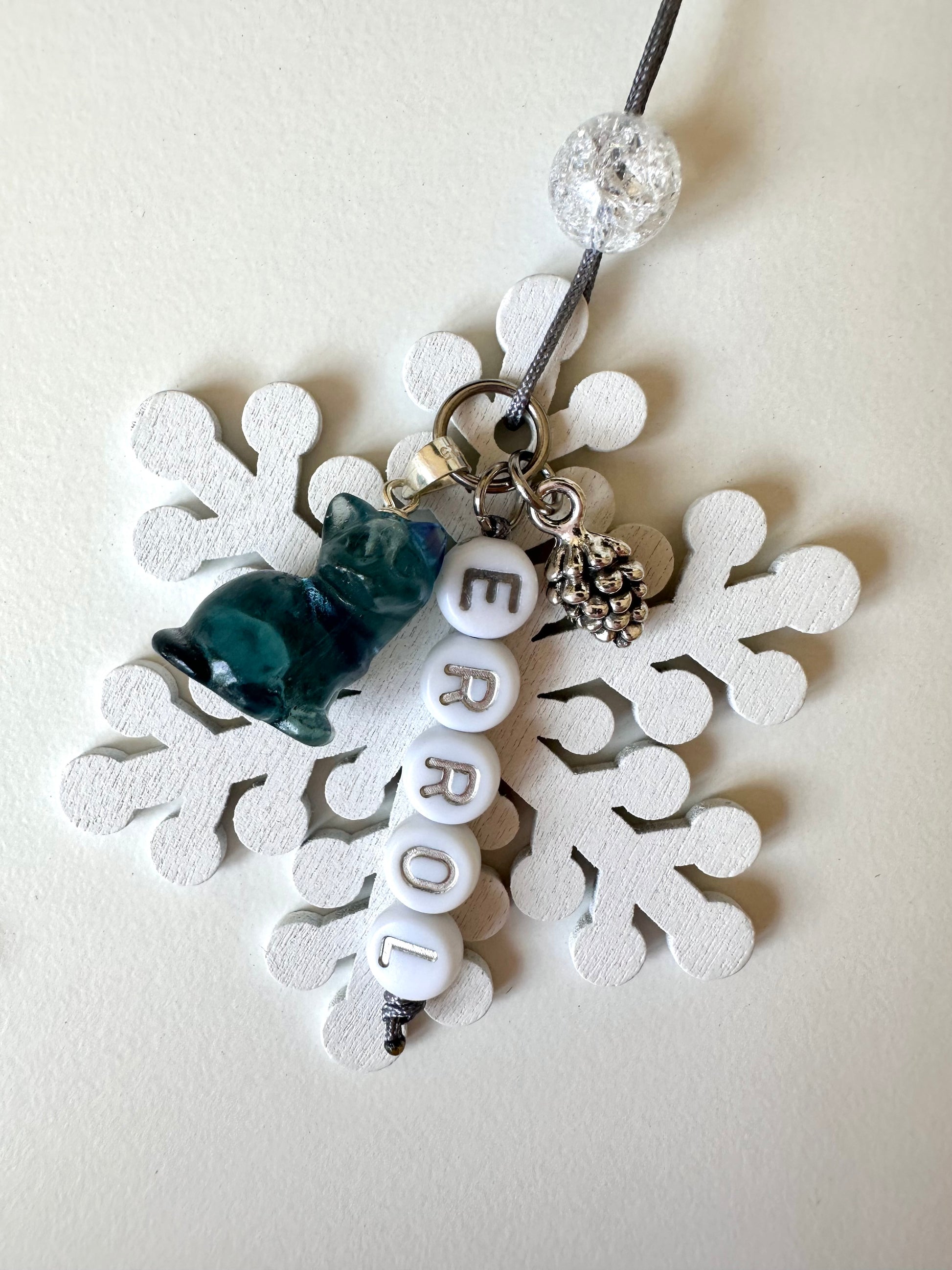 Cat Gemstone Snowflake Ornament