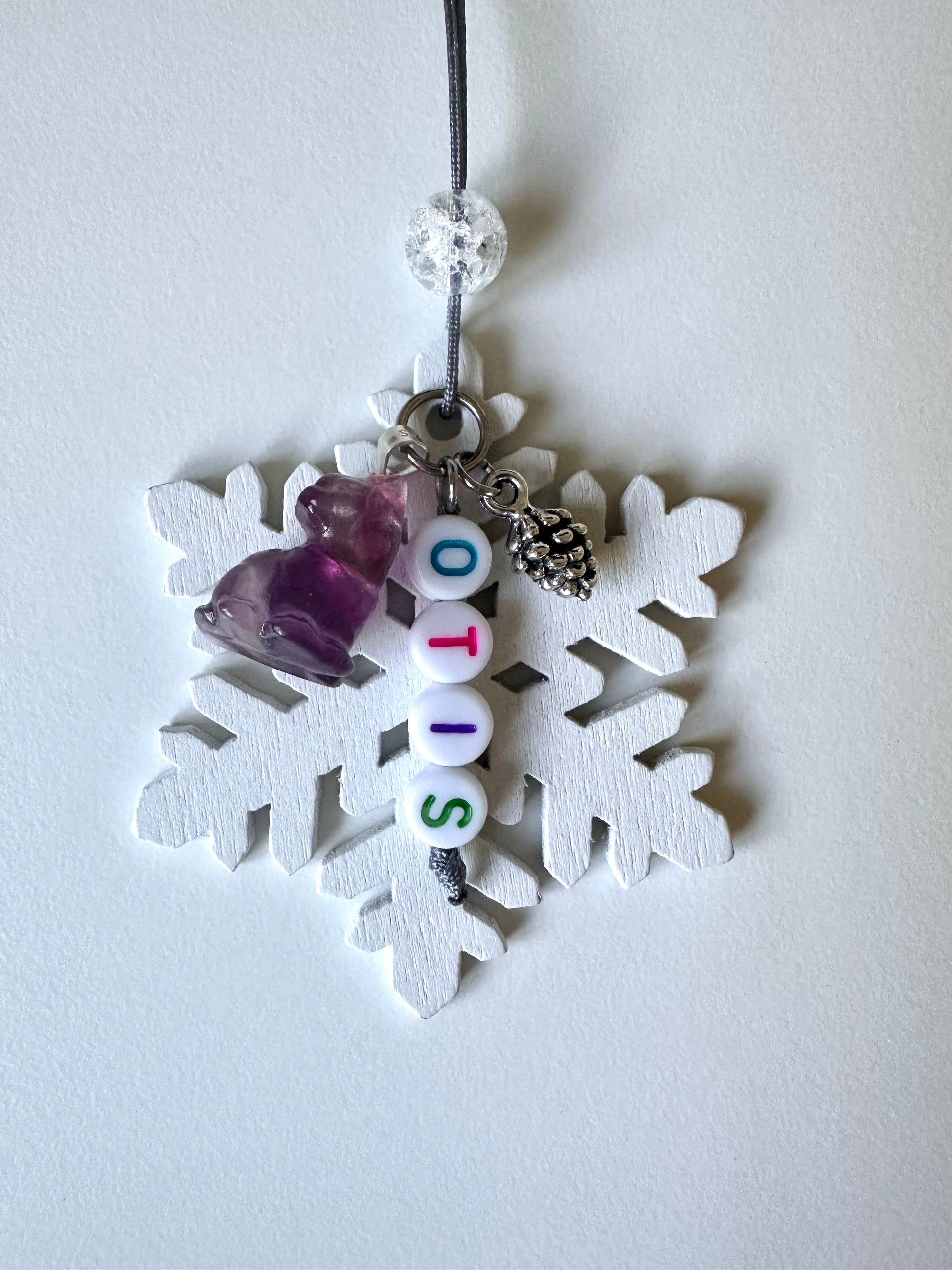 Cat Gemstone Snowflake Ornament